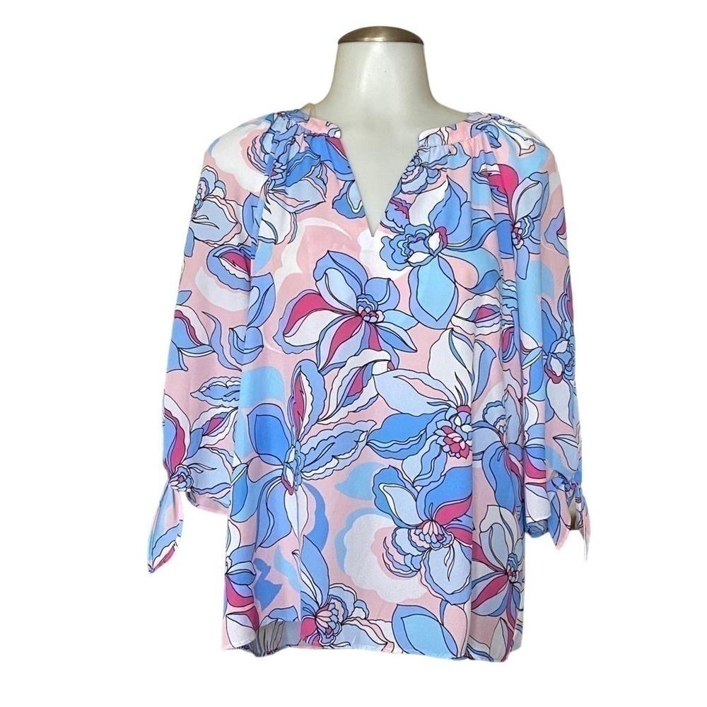PAPPAGALLO floral tie sleeve blouse size MP